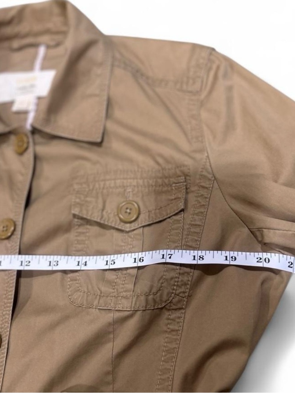 Khaki J.Crew Chino Utility Belted Jacket Cotton Cargo Capsule Military Coat L - Picture 8 of 8
